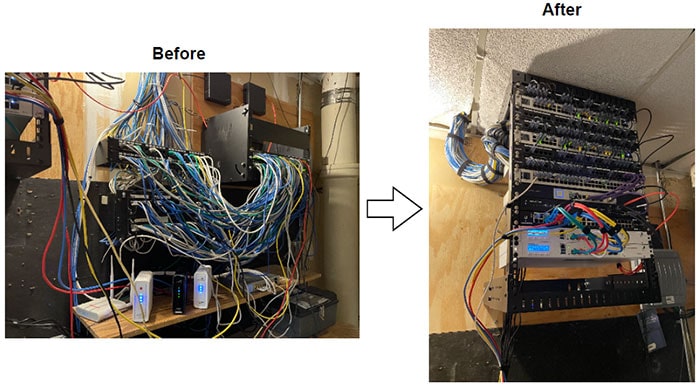 BNB before and after network wiring