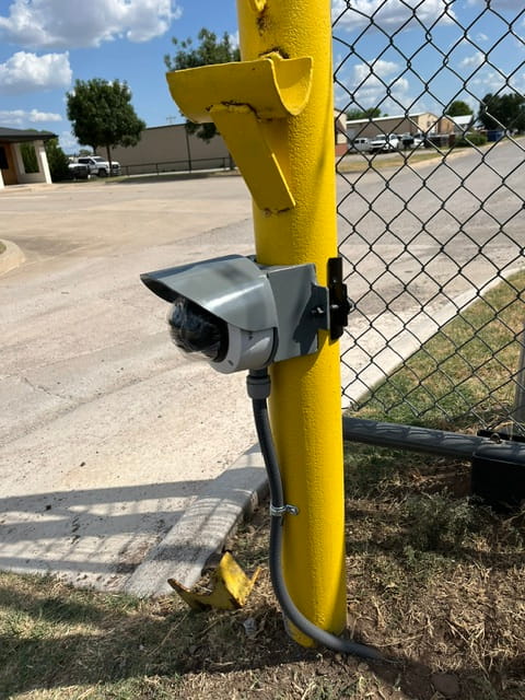 Custom Fabricated Security Camera Mount Installation - Close Up